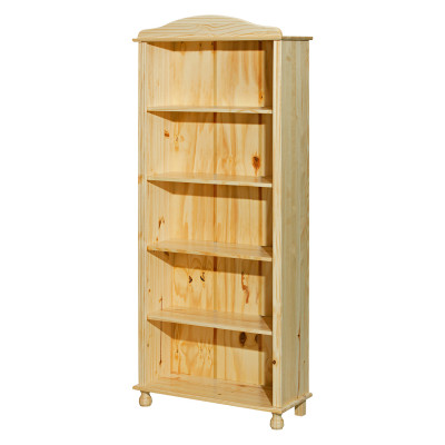 Vysoká policová knihovna z masivu. Borovice lak