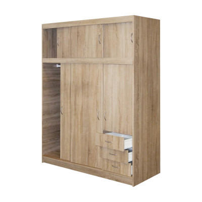 Šatní skříň s nástavcem a posuvnými dveřmi. Dub sonoma