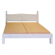 Dvoulůžková manželská postel 180x200 CORONA. Masiv borovice bílá vosk