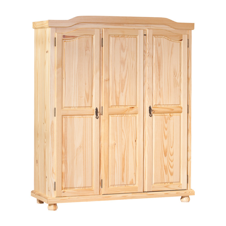 Rustikální šatní skříň s policemi BERN. Masiv borovice lak