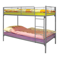 Kovová patrová postel 90x200 PARIS včetně kovových roštů. Stříbrná