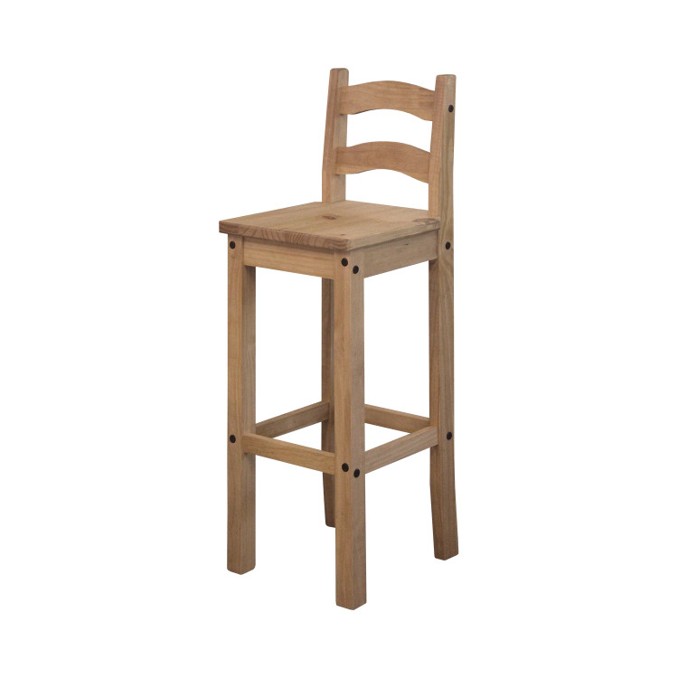 Barová židle CORONA 2. Masiv borovice medový odstín. Vosk