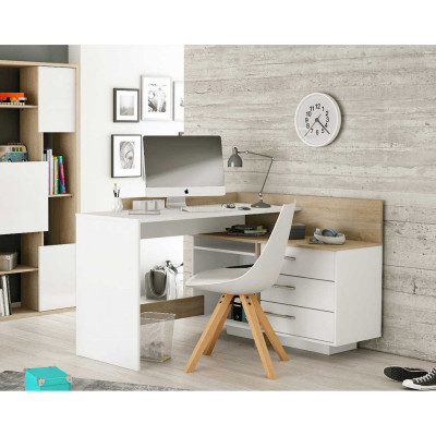 Rohový psací stůl THALES. Dub/bílá
