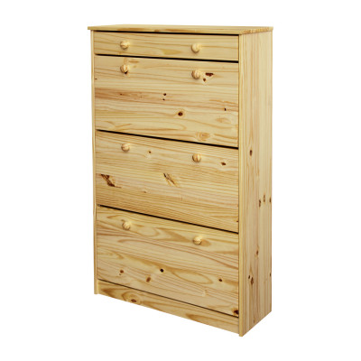 Výklopný botník 3V2R se zásuvkou. Masiv borovice lak