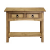 Odkládací stůl CORONA s policí a zásuvkami. Masiv med/vosk