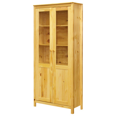 Policová vitrína TORINO 2D. Masiv borovice lak