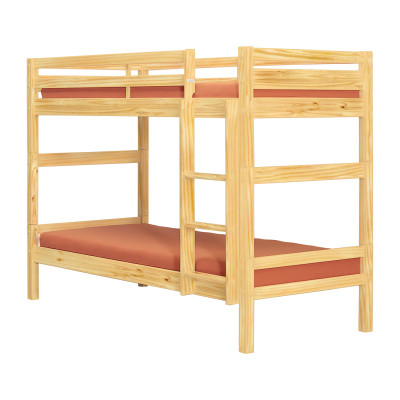 Rozkládací patrová postel 90x200 GIGA včetně roštu. Masiv borovice lak