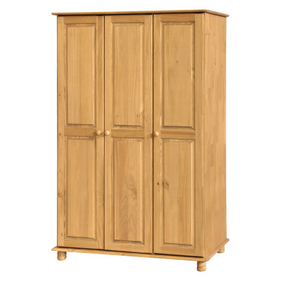 Šatní skříň KATHARINA 3D vosk – masiv borovice v medovém odstínu s policemi