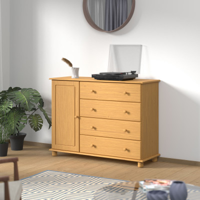 Komoda MASIMO 1D se 4 zásuvkami. Masiv borovice vosk