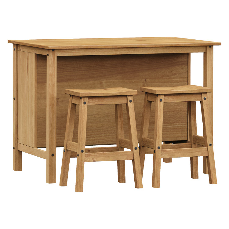 Kuchyňský ostrůvek a 2 barové stoličky CORONA. Medový odstín