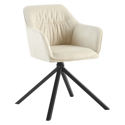 Otočná jídelní židle SINES. Béžový samet