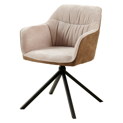 Otočná jídelní židle SINES. Hnědá/béžový samet