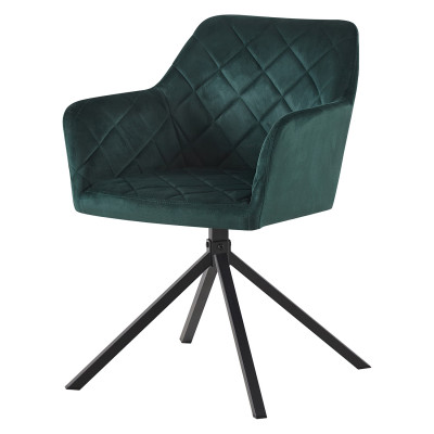 Otočná jídelní židle SINES. Zelený samet