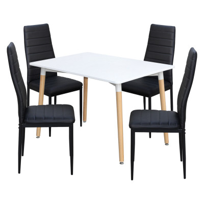 Jídelní stůl ONE 120x80 bílý + 4 židle SIGMA černé