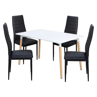 Jídelní stůl ONE 140x90 bílý + 4 židle SIGMA černé