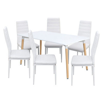 Jídelní stůl ONE 160x90 bílý + 6 židlí SIGMA bílých