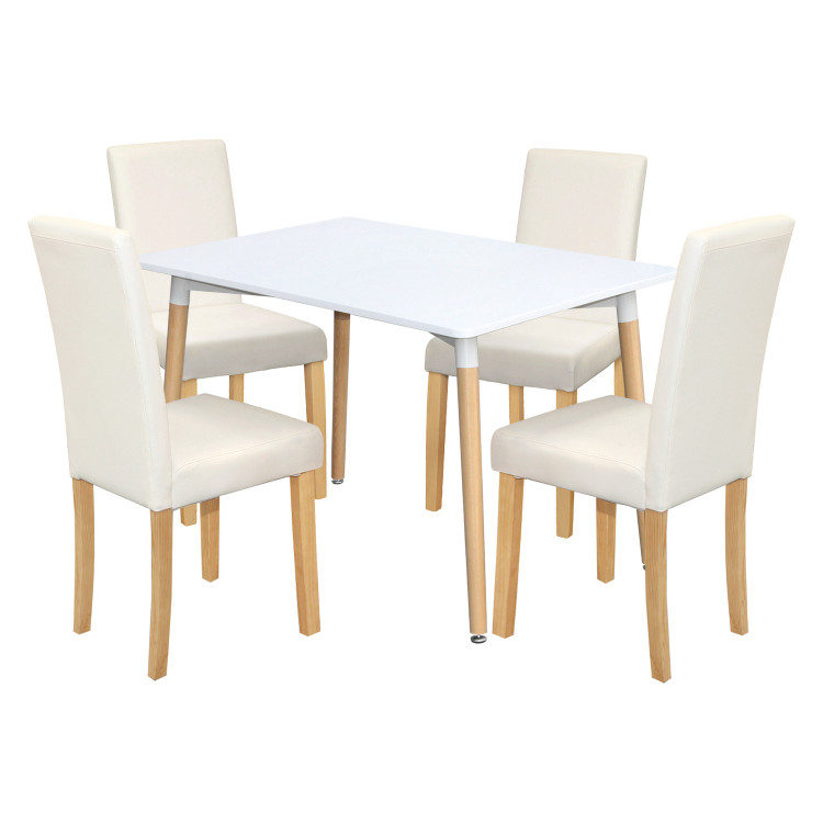 Jídelní stůl ONE 120x80 bílý + 4 židle PRIMA bílá/světlé nohy Jídelní stůl ONE 120x80 bílý + 4 židle PRIMA bílá/světlé nohy