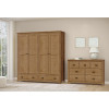 Šatní a policová skříň TOPAZIO 3D se zásuvkami. Dub/masiv borovice