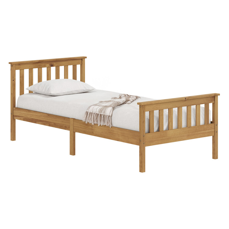 Jednolůžko TORINO 90x200 vosk – masivní postel z borovice s roštem v přírodním odstínu