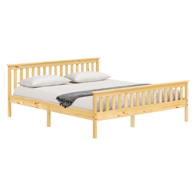 Manželská postel z masivu borovice TORINO 180x200 přírodní/lak s roštem – bez matrace