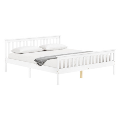 Manželská postel z masivu borovice TORINO 180x200 bílý lak s roštem – bez matrace