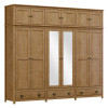Šatní a policová skříň TOPAZIO 12D se zásiuvkami. Masiv borovice/dub