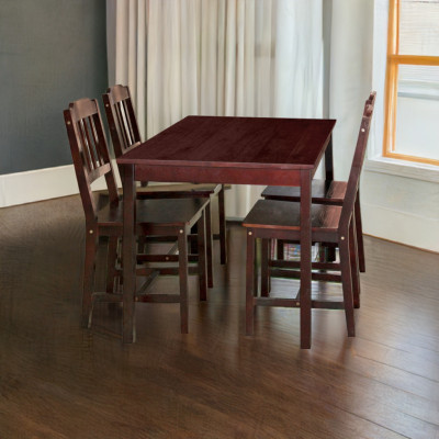 Jídelní set BONIFÁC. Masiv borovice tmavohnědý lak