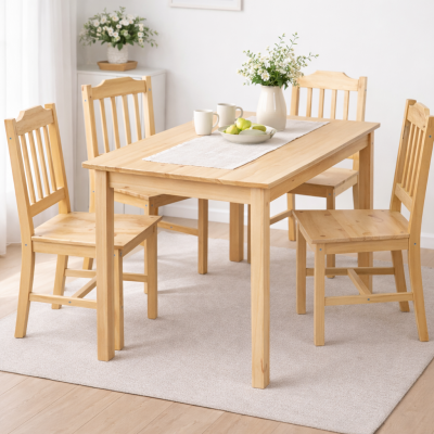 Jídelní set BONIFÁC. Masiv borovice lak