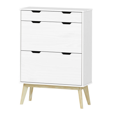 Praktický a stylový botník BONITO. Masiv lak borovice. Bílý