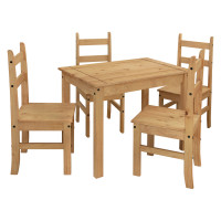 Jídelní set CORONA. Jídelní stůl 65x100 a 4 židle. Masiv borovice vosk