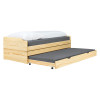 Rozkládací jednolůžková postel 90x200 na 180x200 FENIX. S přistýlkou a včetně roštů. Přírodní lak