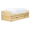 Rozkládací jednolůžková postel 90x200 na 180x200 FENIX. S přistýlkou a včetně roštů. Přírodní lak