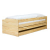 Rozkládací jednolůžková postel 90x200 na 180x200 FENIX. S přistýlkou a včetně roštů. Přírodní lak