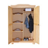 Víceúčelová šatní skříň s úložným systémem GENF. Masiv borovice lak