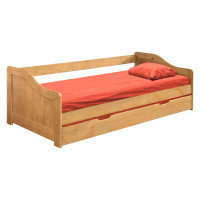 Jednolůžková postel LAURA 90x200 včetně roštu a s přistýlkou. Masiv borovice vosk