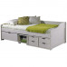 Jednolůžková postel 90x200 MAXIMA s úložným prostorem včetně roštu. Bílá masiv borovice lak
