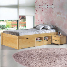 Multifunkční postel CLAAS 90x200 včetně nočního stolku, úložného prostoru a postelového roštu