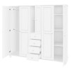 Šatní skříň PERUN 5D se zásuvkami a policemi. Masiv borovice bílý lak