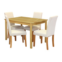 Jídelní set PRIMA – Jídelní stůl 118x75 a 4 jídelní židle. Masiv borovice/bílá