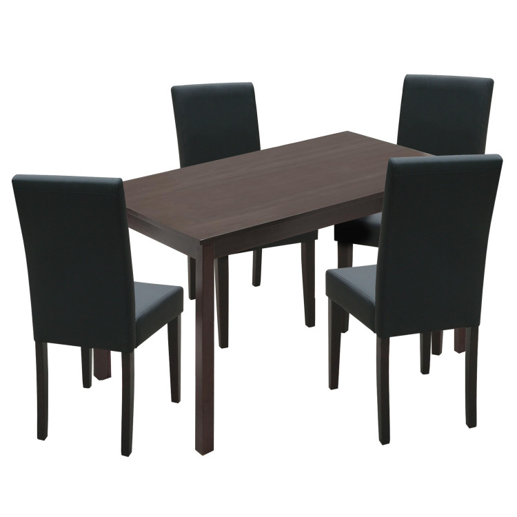 Jídelní set PRIMA – Jídelní stůl 118x75 a 4 jídelní židle. Masiv káva/černá