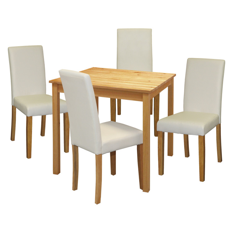 Jídelní set PRIMA – Jídelní stůl 75x75 a 4 jídelní židle. Masiv borovice/bílá