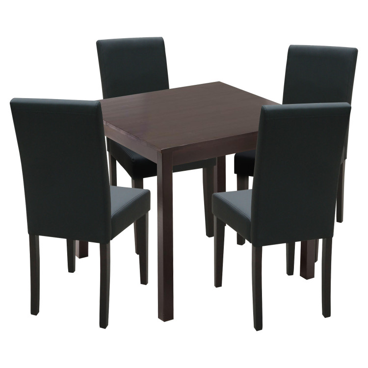 Jídelní set PRIMA – Jídelní stůl 75x75 a 4 jídelní židle. Masiv káva/černá