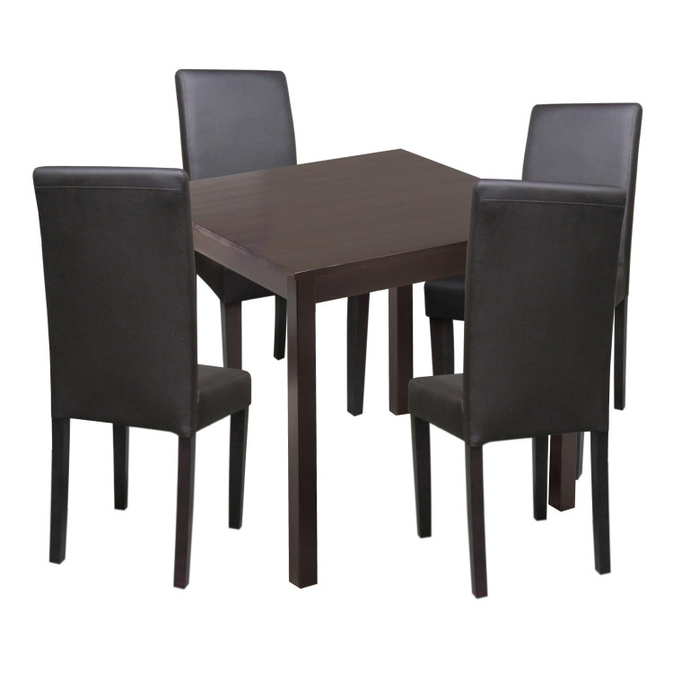 Jídelní set PRIMA – Jídelní stůl 75x75 a 4 jídelní židle. Masiv káva/hnědá