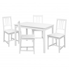 Jídelní set PRIMERIO – Jídelní stůl 118x75 a 4 židle. Masiv bílý lak