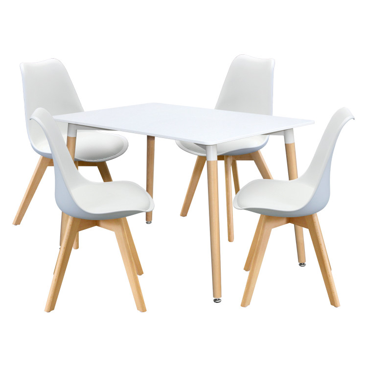 Jídelní set QUATRO – Jídelní stůl 120x80 a 4 jídelní židle. Bílá/buk