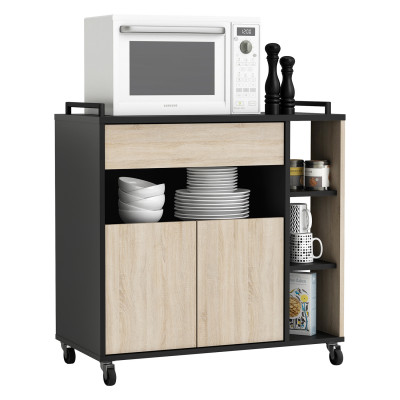 Skříňka na mikrovlnnou troubu INDUS. Dub sonoma/černá