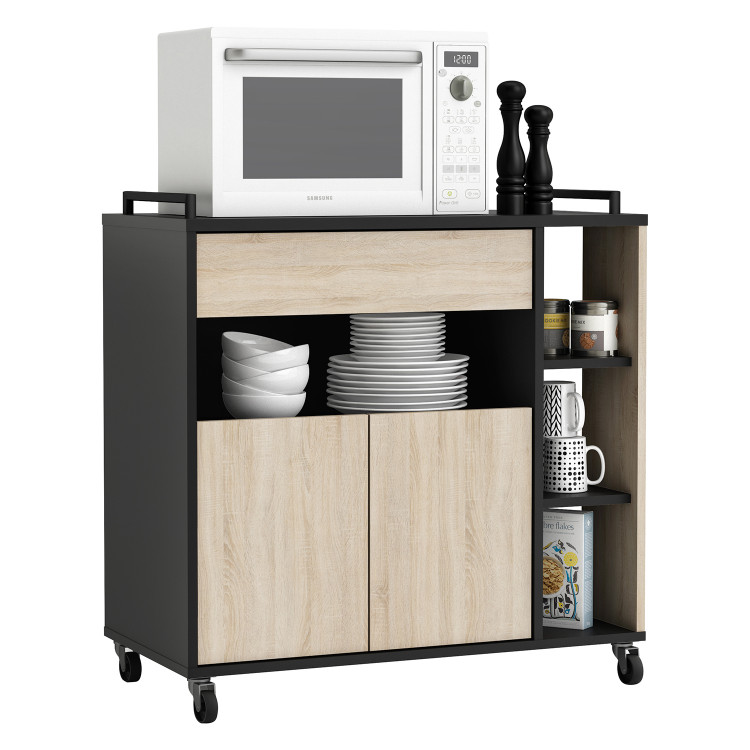 Skříňka na mikrovlnnou troubu INDUS. Dub sonoma/černá