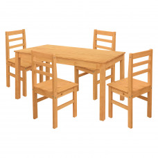 Jídelní set TORINO. Jídelní stůl 150x75 včetně 4 židlí. Masiv borovice vosk