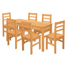 Jídelní set TORINO. Jídelní stůl 150x75 včetně 6 židlí. Masiv borovice vosk