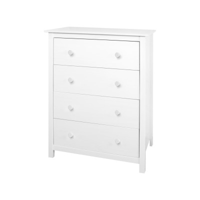 Široká komoda TORINO se 4 zásuvkami. Masiv borovice bílá lak